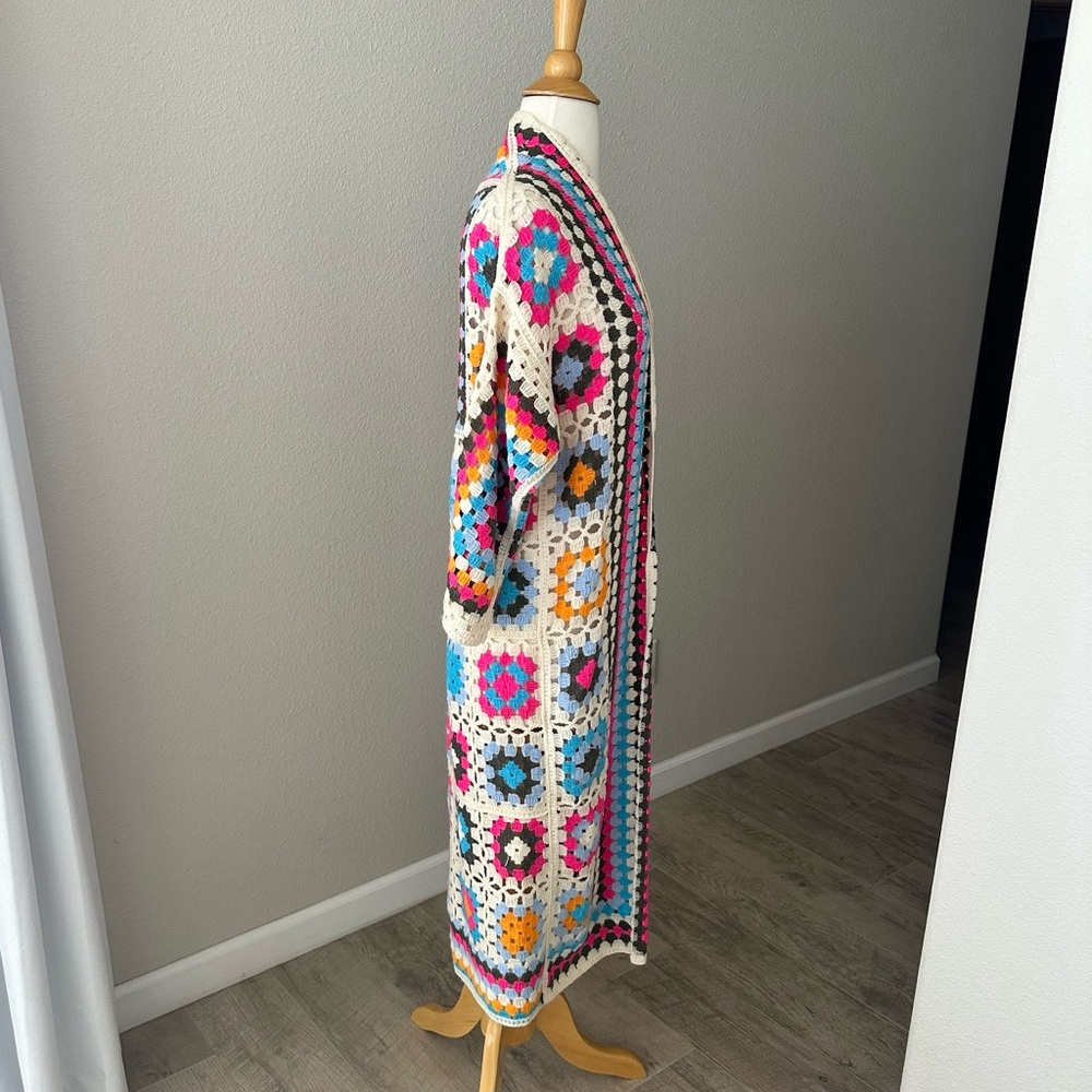 POL Patchwork Crochet Maxi Cardigan - image 3
